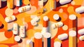 pharmacy pill drug orange concept medicine prescription character medical health. Generative AI.