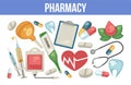 Pharmacy pills and syringe treatment and healthcare therapy and dentistry
