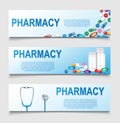 Pharmacy Poster design. Banner for medical or healthcare presentation and advertising. Medical Drugs, Pills, Capsules