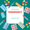 Pharmacy poster with flat icons Royalty Free Stock Photo