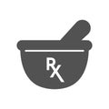 Pharmacy and Prescription Icon Set with mortar and pestle, star of life, pills, and caduceus Royalty Free Stock Photo