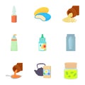 Pharmacy product icons set, cartoon style Royalty Free Stock Photo