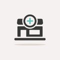 Pharmacy shop. Icon with shadow on a beige background. Medicine illustration