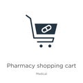 Pharmacy shopping cart icon vector. Trendy flat pharmacy shopping cart icon from medical collection isolated on white background. Royalty Free Stock Photo