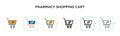 Pharmacy shopping cart vector icon in 6 different modern styles. Black, two colored pharmacy shopping cart icons designed in Royalty Free Stock Photo