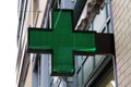 Light up Green Pharmacy Sign in Zurich, Switzerland Royalty Free Stock Photo