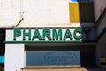 Pharmacy store exterior view in Greece