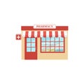 Pharmacy store front. Vector illustration. Drugstore, storefront Royalty Free Stock Photo