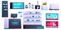 Pharmacy store, medical drugstore equipment set.