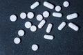 Pharmacy theme. White medicine tablets, antibiotic pills