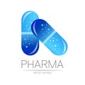 Pharmacy vector symbol for pharmacist, pharma store, doctor and medicine. Modern design vector logo on white background Royalty Free Stock Photo
