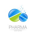 2 Pharmacy vector symbol for pharmacist, pharma store, doctor and medicine. Modern design vector logo on white