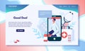 Pharmacy website design, medical consultation online, vector illustration