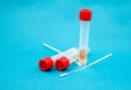 Pharyngeal swab and tube Royalty Free Stock Photo