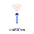 Phased array ultrasound probe transducer sonography diagram