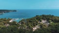 Beautiful Aerial View of Cleopatra Beach in Phaselis Kemer, Antalya, Turkey. Phaselis Ancient City in Kemer