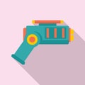 Phaser blaster icon, flat style