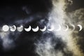 Phases of annular solar eclipse in Mexico City, 14 October 2023 from Condesa and Roma Norte Royalty Free Stock Photo