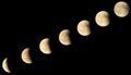 Phases of a lunar eclipse Royalty Free Stock Photo