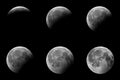 Phases of a partial eclipse of the moon Royalty Free Stock Photo