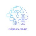 Phases of project blue gradient concept icon