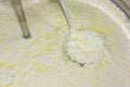 Phases of ricotta production in Greece