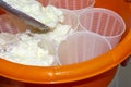 Phases of ricotta production in Greece