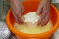 Phases of ricotta production in Greece