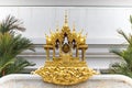 Phasi Charoen district,Bangkok,Thailand on May29,2020:The emblem of Maharatchamongkhon stupa in Wat Paknam Phasi Charoen