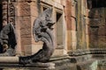 Mythical serpent-like snake creature Naga in khmer ruins wat Royalty Free Stock Photo