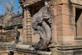 Mythical serpent-like snake creature Naga in khmer ruins wat