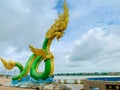 Phayanak or Naga king of snake Statue at the mekong river