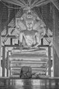 Portrait Black and White Zoom View Buddha Protected by Serpent or Naga Statue