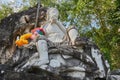 Low Angle Marble Sun Wukong or Monkey King Statue on Stone and Baton Royalty Free Stock Photo