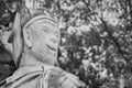 Zoom View Black and White Marble Sun Wukong or Monkey King Statue on Left Frame Royalty Free Stock Photo