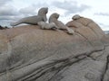 Phayun carved rocks are located by the sea in Thailand. Royalty Free Stock Photo