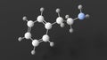 phenethylamine molecule, molecular structure, trace amine, ball and stick 3d model, structural chemical formula with colored atoms