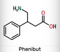 Phenibut molecule. It is central nervous system depressant with anxiolytic and sedative effects. Skeletal chemical