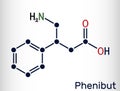 Phenibut molecule. It is central nervous system depressant with anxiolytic and sedative effects. Skeletal chemical