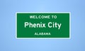 Phenix City, Alabama city limit sign. Town sign from the USA.