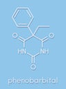 Phenobarbital barbiturate anticonvulsant epilepsy drug, chemical structure Skeletal formula.