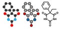 Phenobarbital barbiturate anticonvulsant (epilepsy drug) molecule