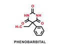 Phenobarbital chemical formula. Phenobarbital chemical molecular structure. Vector illustration