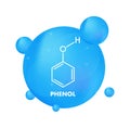Phenol molecular structure with blue spheres forming a network Royalty Free Stock Photo
