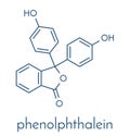 Phenolphthalein indicator molecule. Used in acid base titrations and as laxative. Skeletal formula.