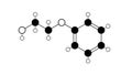 phenoxyethanol molecule, structural chemical formula, ball-and-stick model, isolated image primary alcohols