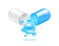 Phenylalanine acid acid amino acid float out of the capsule. Vitamins complex and minerals blue