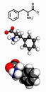 Phenylalanine Phe, F amino acid, molecular model.