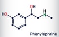 Phenylephrine molecule. It is nasal decongestant with potent vasoconstrictor property. Skeletal chemical formula Royalty Free Stock Photo