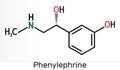 Phenylephrine molecule. It is nasal decongestant with potent vasoconstrictor property. Skeletal chemical formula Royalty Free Stock Photo